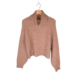 Old Navy Sweater Women’s Size Medium Go-Recycled Turtleneck Cropped Brown Knit M